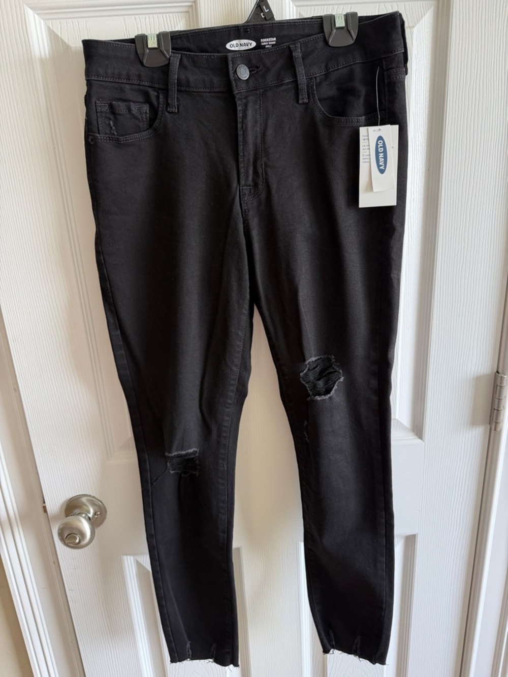 Old Navy Black Ripped Super Skinny Ankle Jeans
